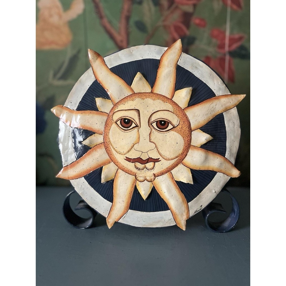 Vintage Hammered Tin Sun Celestial Decor